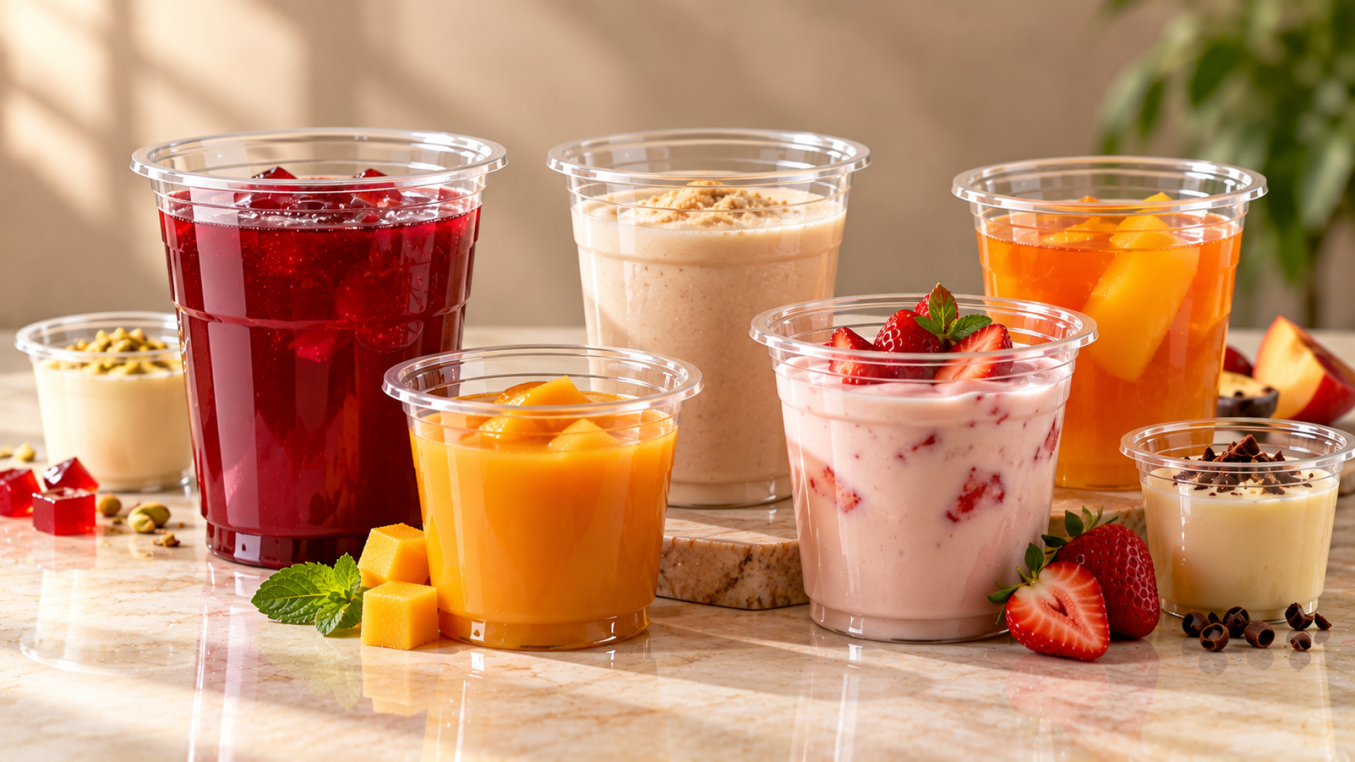 Colourful Dessert Cup Café Spread