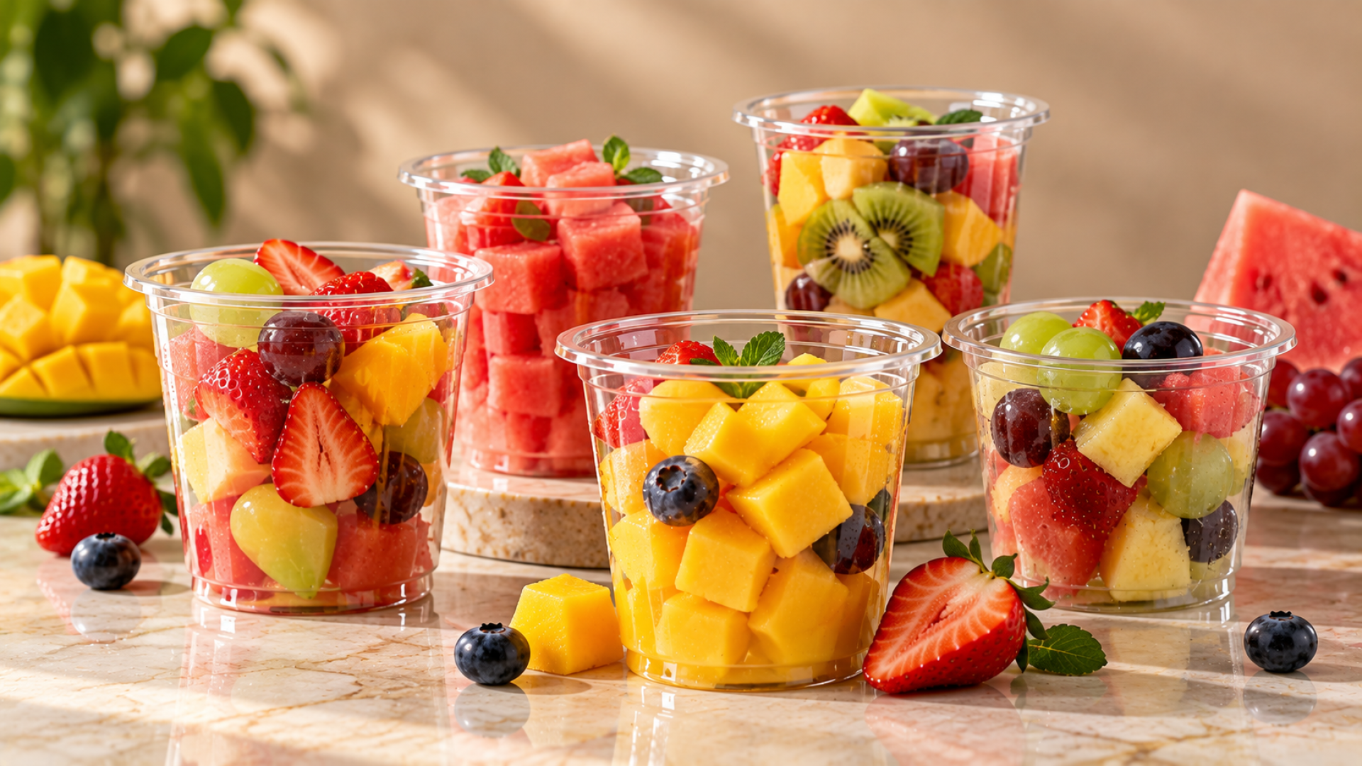 Colourful Fresh Fruit Salad Cups