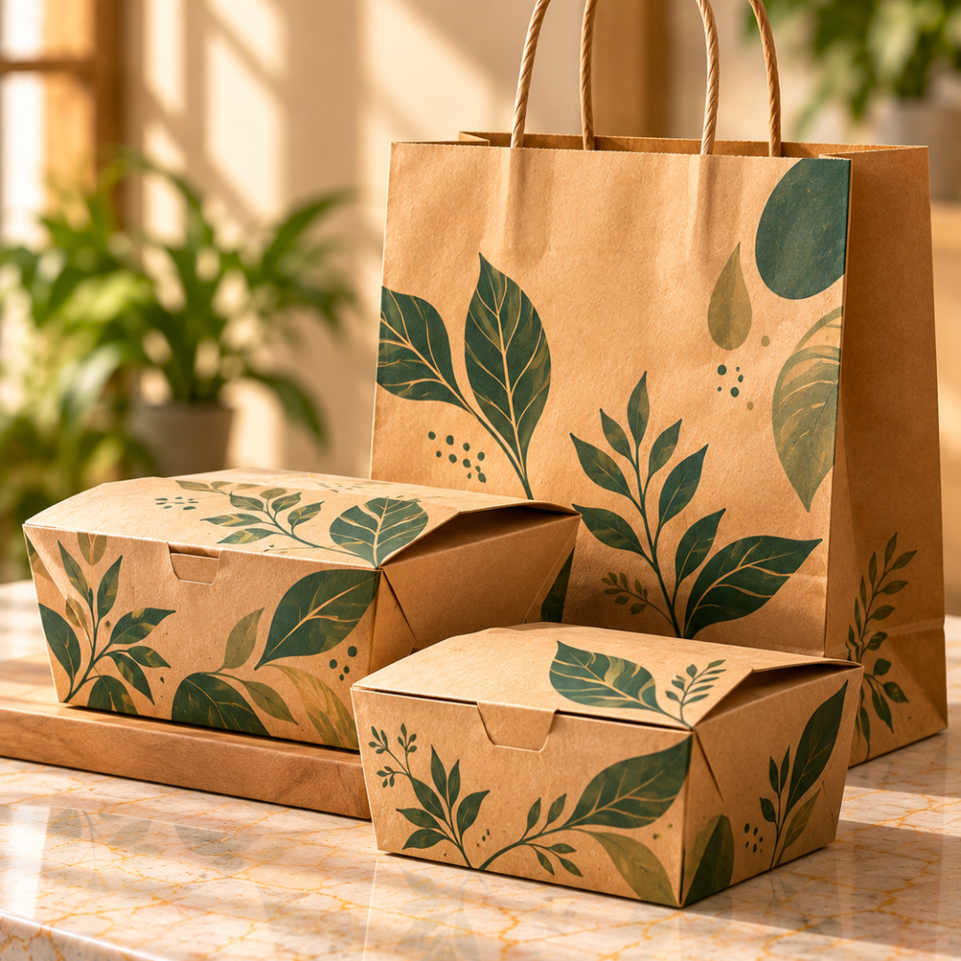 Eco-Friendly Botanical Takeaway Packaging