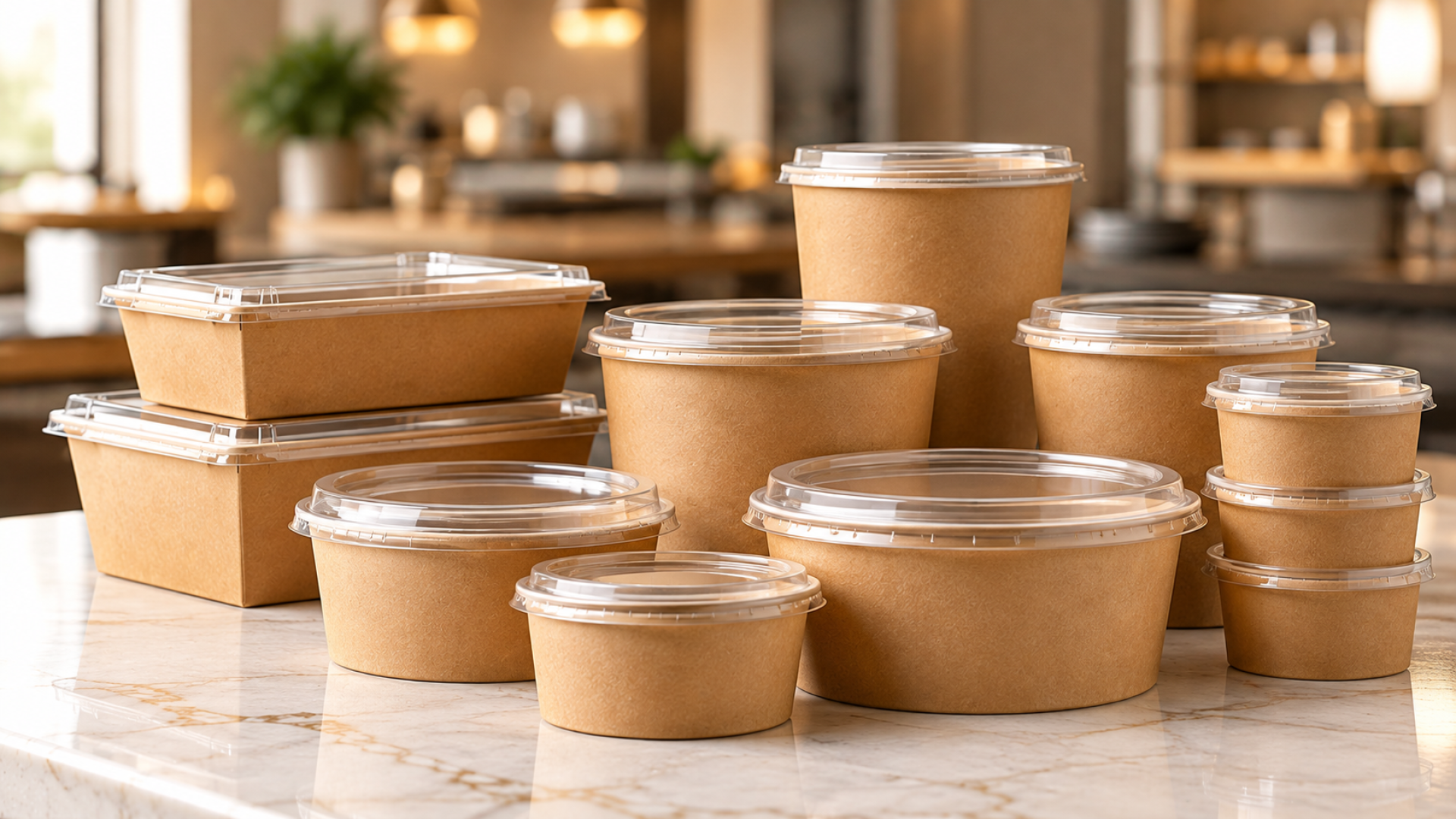 Eco-Friendly Kraft Takeaway Packaging Display