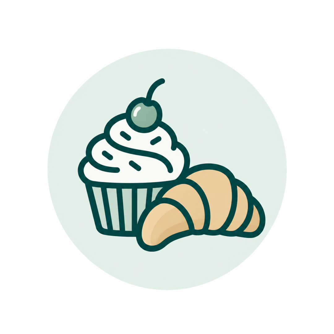 Mint Bakery Cupcake and Croissant