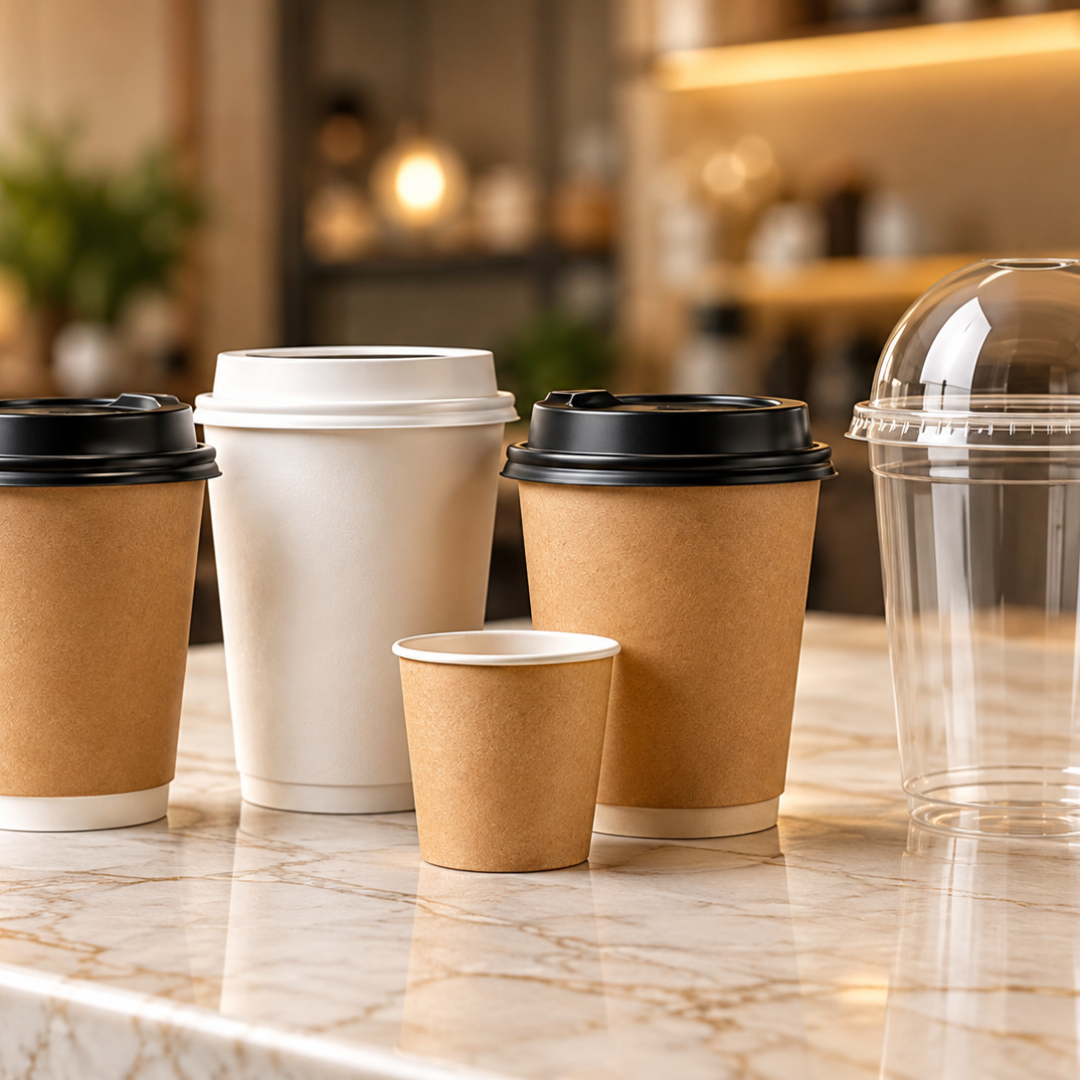 Takeaway Cups on a Marble Countertop