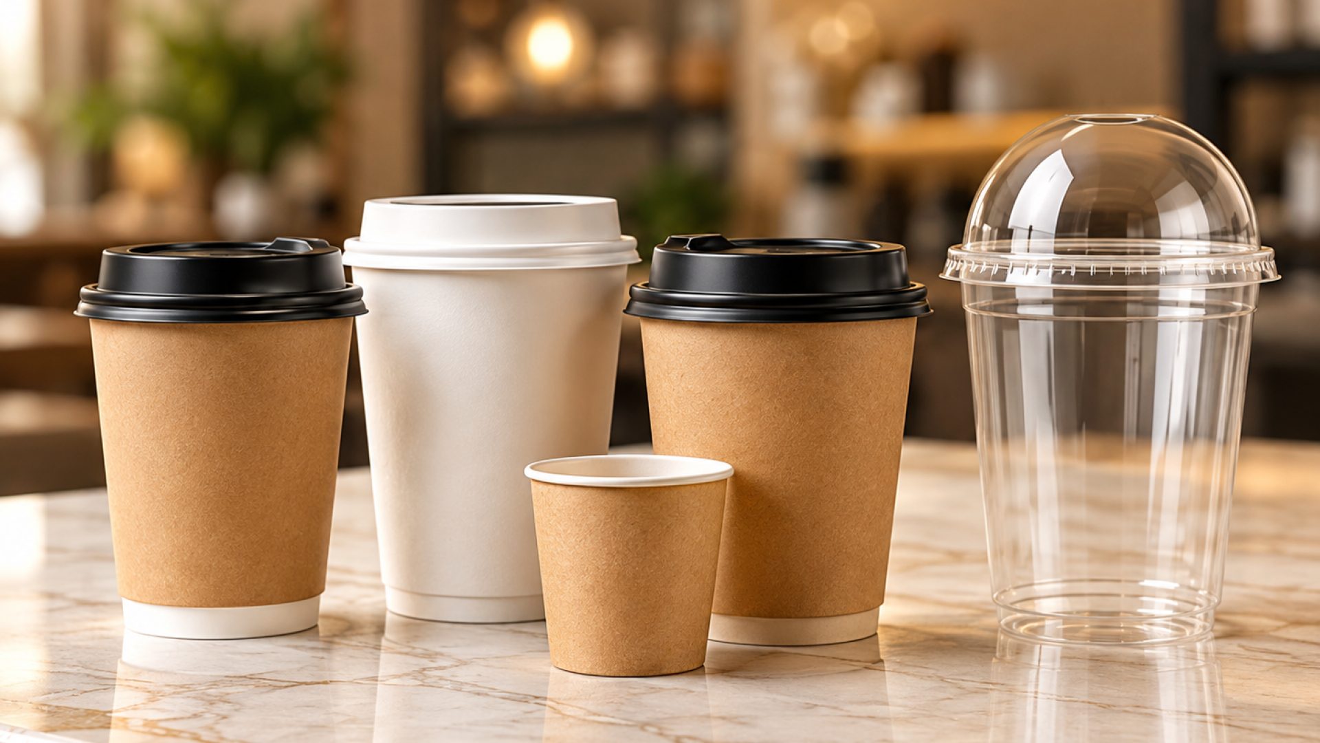 Takeaway Cups on a Marble Countertop